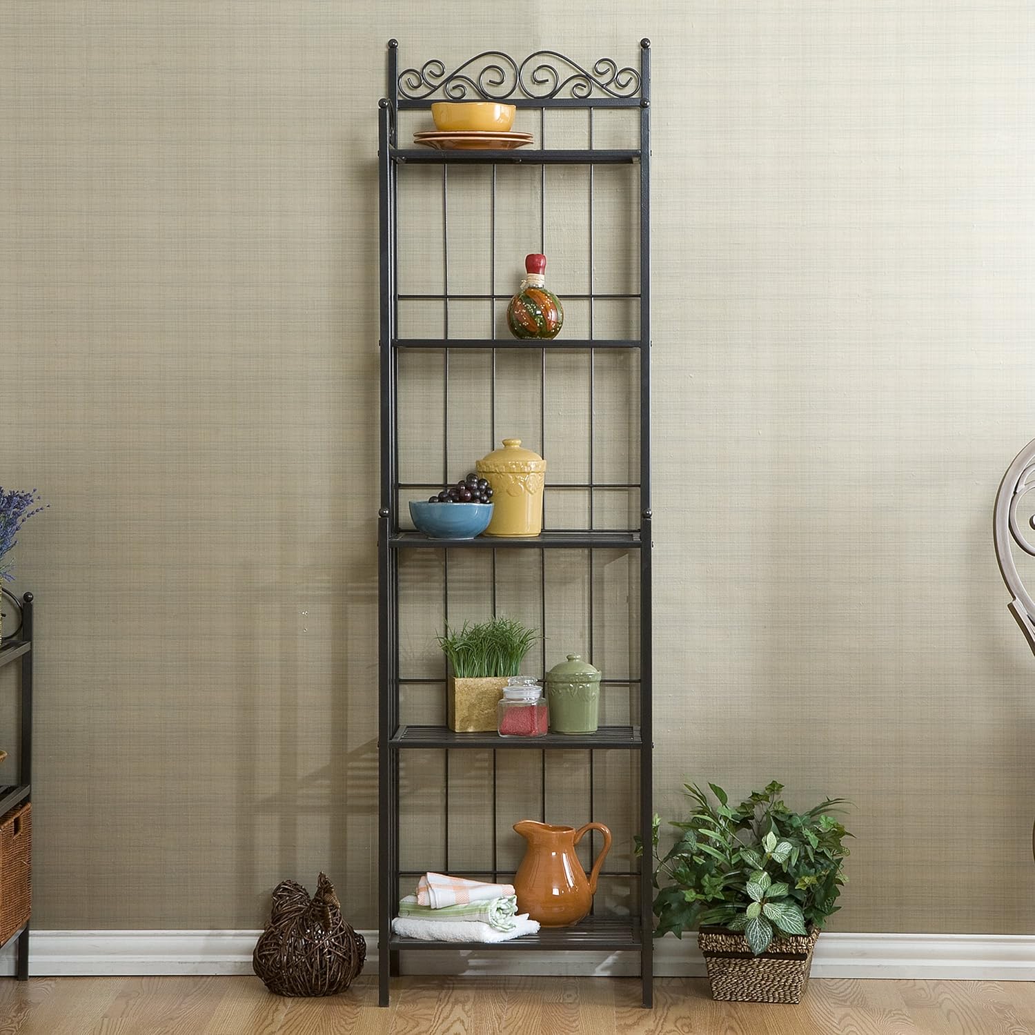 Home Decorators Collection Celtic Metal Baker' s Rack, 69.25Hx19.5W, Grey - Standing Baker's Racks