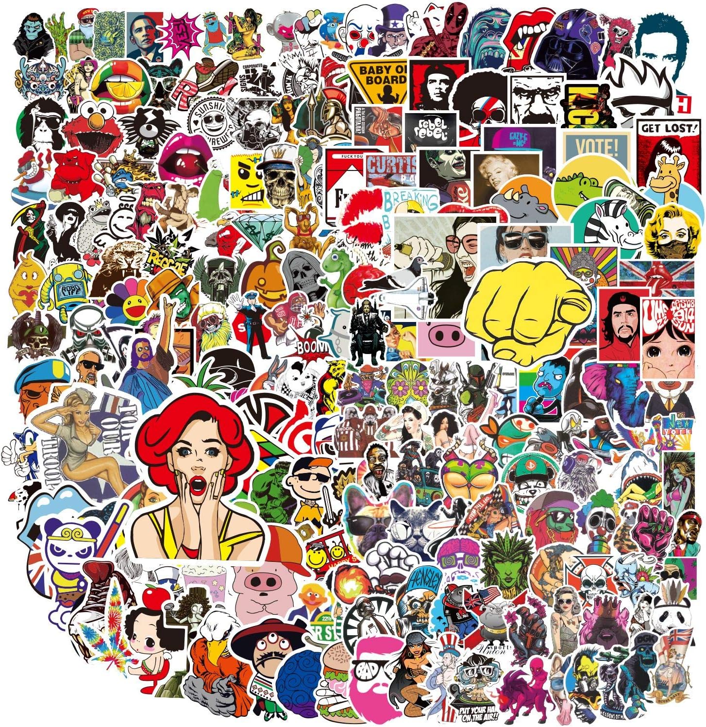 Jacedofu Waterproof Stickers Pack(400 Pcs) for Laptop, Luggage, Car, Motorcycle, Bicycle, No-Duplicate, Random