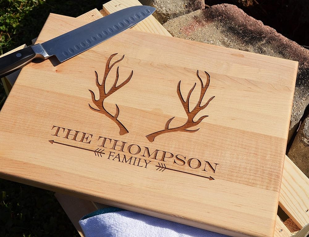 Personalized Laser Engraved Wood Cutting Board With Deer