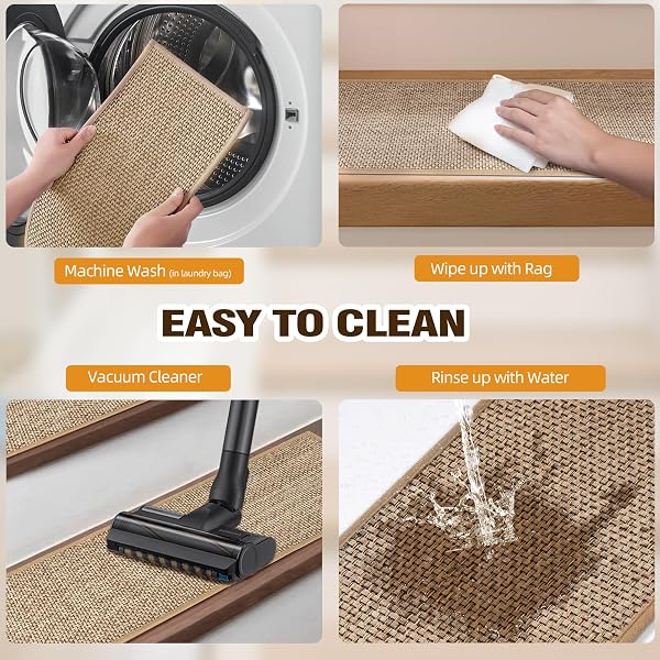 15PCS STAIRS TREADS AND 1 LANDING CARPET, BREATHABLE CHENILLE STAIR CARPET NON SLIP FOR WOODEN STEPS RUBBER BACKING STAIRS RUNNER INDOOR TREADS STAIR COVERS MAT 8″X30″ AND 30″X30″