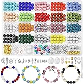 Dowarm 480PCS 10mm Rhinestone Beads Kit for Jewelry Making Baseball Necklace Friendship Bracelet, Round Disco Ball Rhinestone Clay Beading Set with Crackle Spacer Beads Charms for DIY Crafting