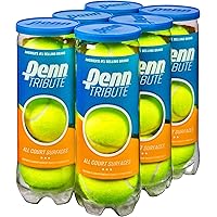 Penn Tribute Tennis Balls - All Courts Felt Pressurized Tennis Ball, 6 Cans, 18 Balls