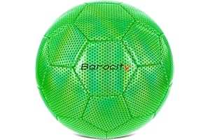 Barocity Soccer Ball - Premium Boy and Girl Official Match Ball with Cool Reflective Iridescent Rainbow Hex Pattern, Durable, Indoor, Outdoor, Training, Practice, Playtime and Games