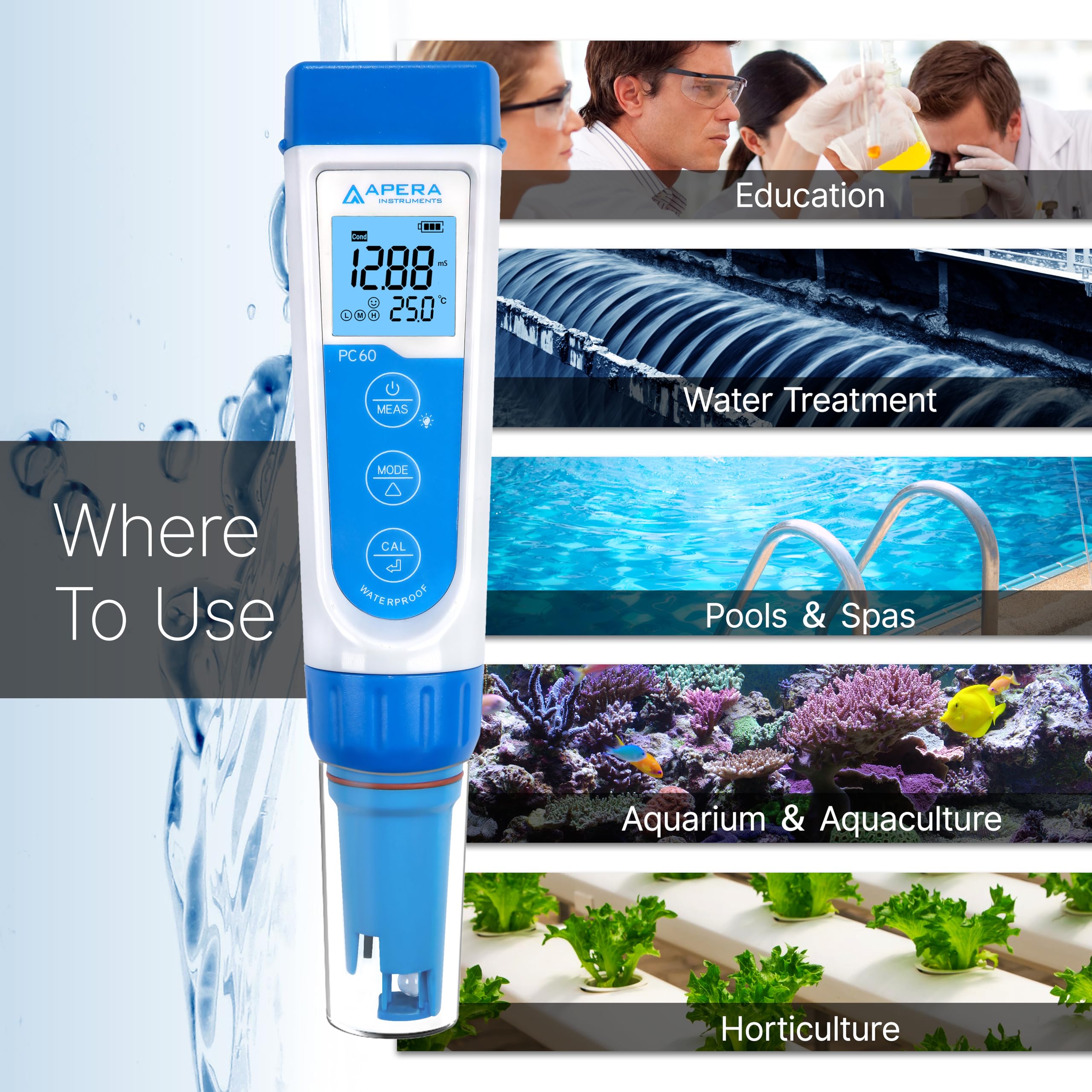 Mua APERA INSTRUMENTS AI316 Premium Series PC60 5-in-1 Waterproof pH/EC ...
