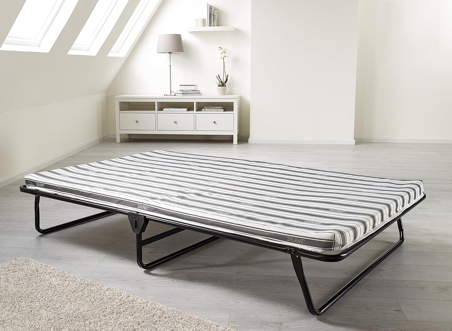 JAYBE Value Folding Bed with Rebound eFibre Mattress, Fabric, Black