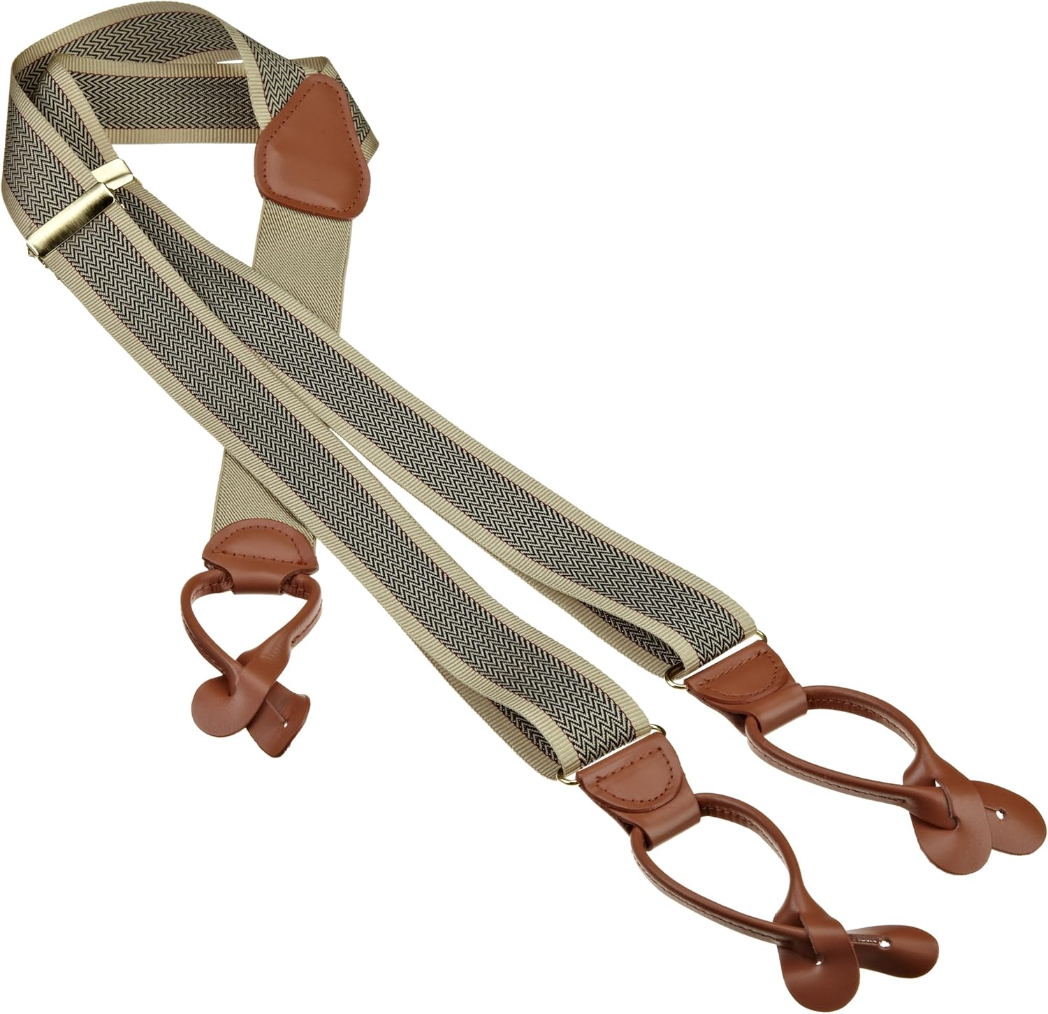 Geoffrey Beene Men's Chevron Stripe Suspender, Khaki/Navy, One Size at