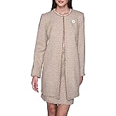 KARL LAGERFELD Women's Tonal Tweed Fringe Trims Single Button Duster Jacket