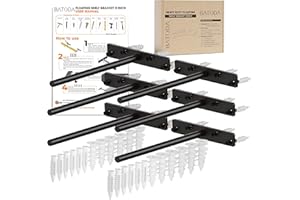 BATODA - 8" Floating Shelf Bracket Heavy Duty (6 pcs) –Solid Steel Blind Shelf Supports - Hidden Brackets for Floating Wood Shelves - Blind Shelf Support - Shelving Mounting Hardware Included (Pack 6)
