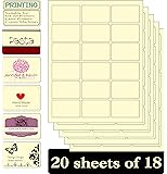 360 Luxury Cream Oblong Paper Self Adhesive Laser Ink Jet Printer Labels - 20 A4 Sheets x 18 Labels