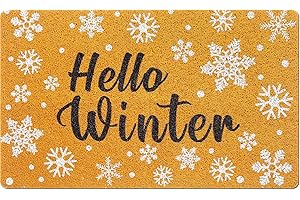 Mindsoft Hello Winter Welcome Door Mat 18 x 30 inch Snowflakes Doormat Welcome Doormat Snow Rug Christmas Door Mat Front Door Rug for Home Indoor Holiday Decoration (Hello Winter)