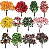 STOBAZA Miniature Model Trees Set 12 Pcs Small Fake Trees for DIY Crafts Train Scenery Landscape Decorations 1.97X3.35X1.57 Inches