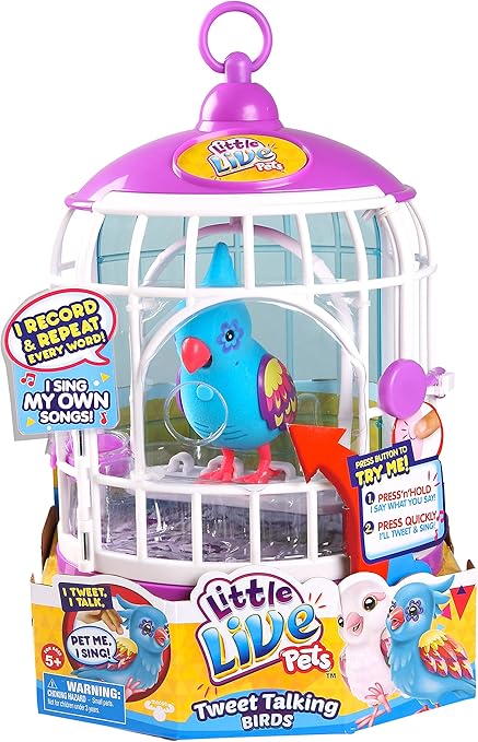 talking bird toy with cage