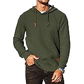KAVIANA Men's Hooded Sweatshirt Hoodie Solid Knitted Pullover Long Sleeve Casual Sweater
