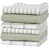 KAF Home Premium Kitchen Towels (18" x 28"), Large 100% Cotton, Flat & Terry Absorbent Dish Towel Set (Sage, 18 x 28-6 Pack)