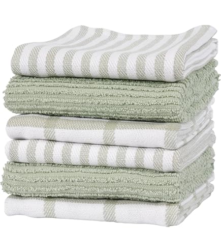 Large Cotton Hand Dish Flat & Terry Towel Highly Absorbent Tea Set With Hanging Loop Aqua - View #12