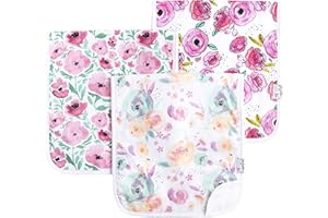 Copper Pearl Premium Baby Burp Cloths - 3-Pack Large Cotton Burp Cloths, Extra Soft Spit Up Rags with 3 Absorbent Layers, Perfect for Baby Girl Gifts (21" x 10" Size, Bloom Set)