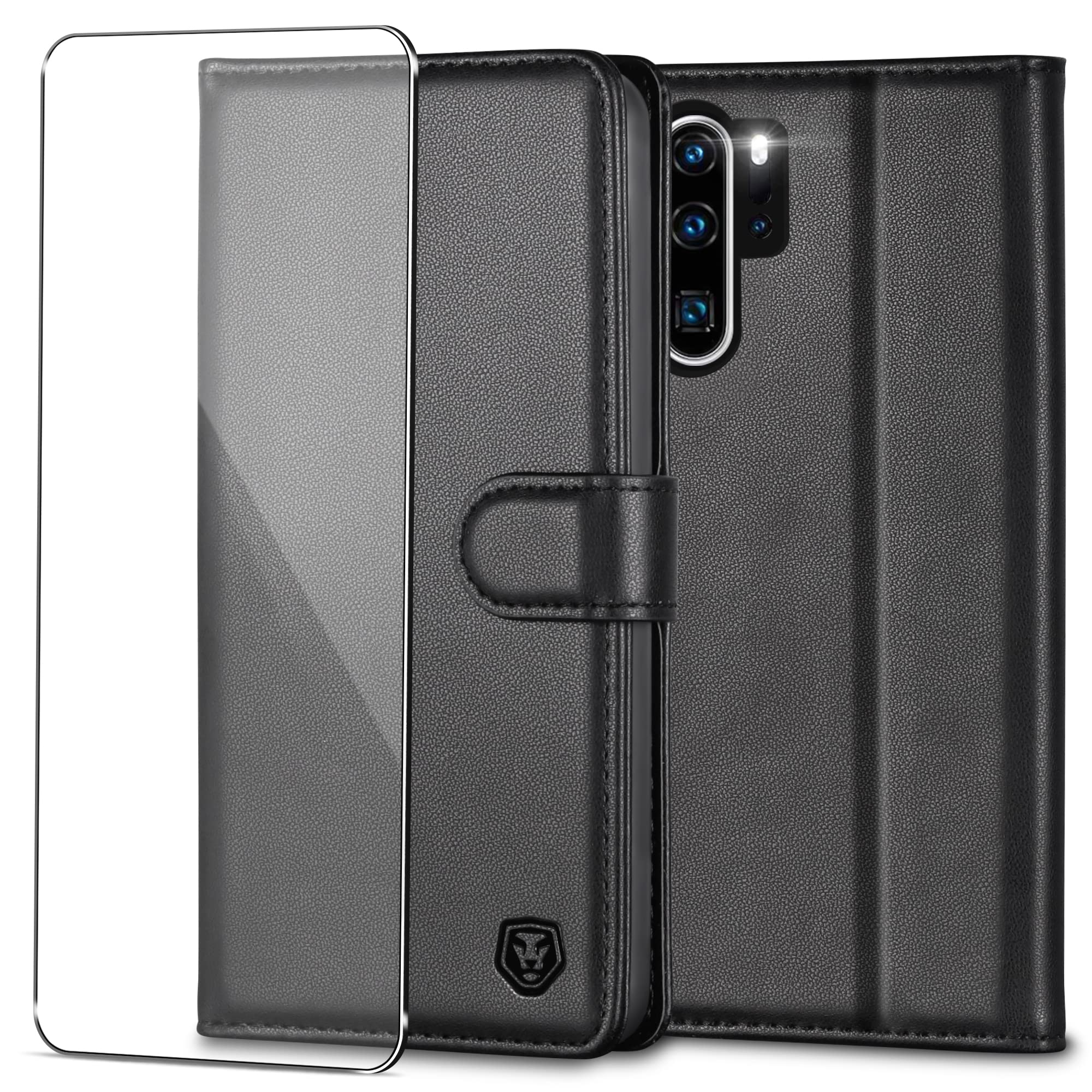 Mobile Phone Case for Huawei P30 Pro Case with Screen Protector Premium PU Leather Flip Case with Magnetic Wallet Card Slot RFID Protective Mobile Phone Case Leather Case Cover for Huawei P30 Pro