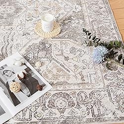 PureCozy Vintage Area Rug 8x10 Bedroom Rug Brown