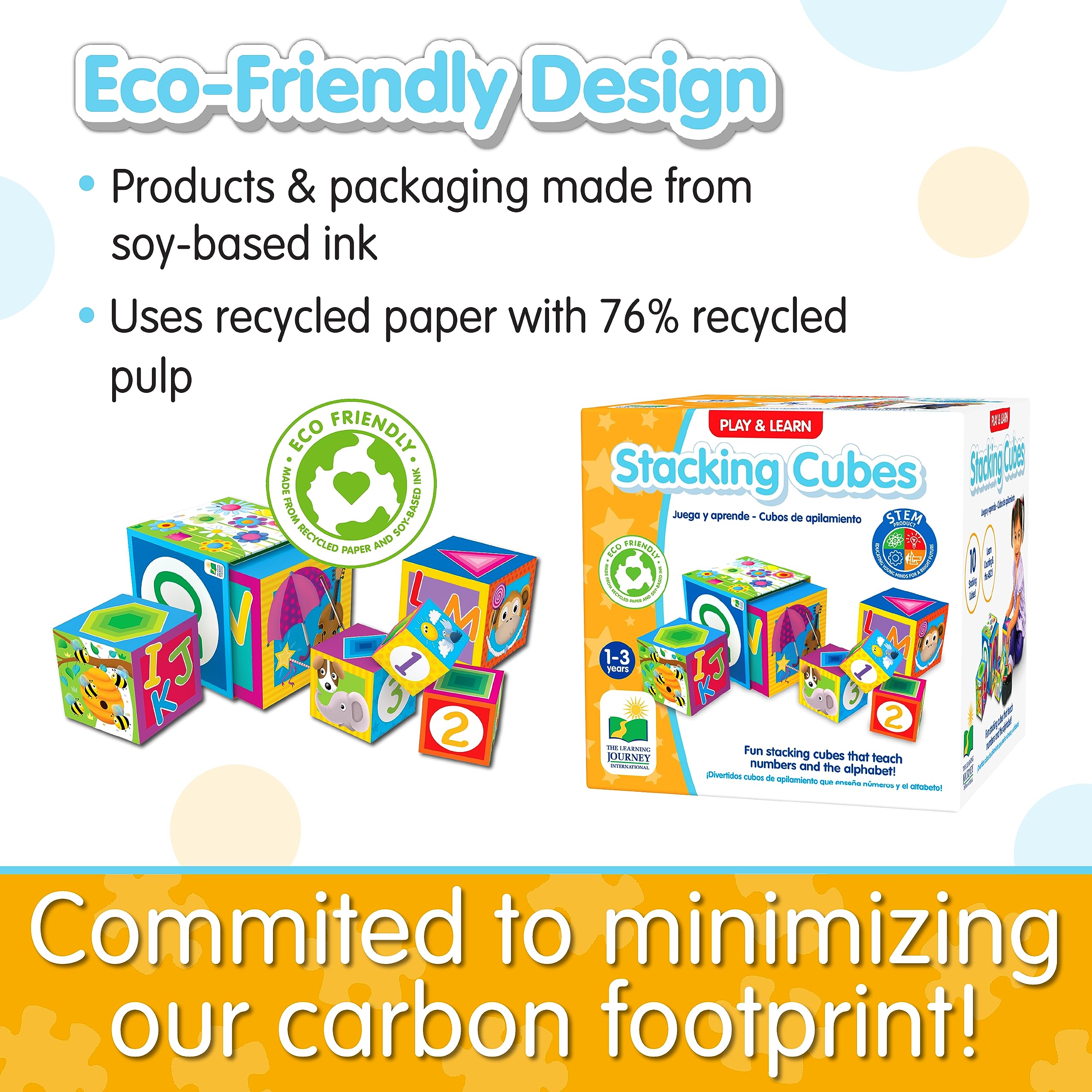 Learning Journey International LLC Play & Learn - Stacking Cubes - STEM Toddler Toys & Gifts for Boys & Girls Ages 12 Months and Up - Mind Building Developmental Learning Toy, Multi (100257)