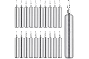 20Pcs Drop Shot Fishing Weights Pencil Weights Fising Sinkers No Snag Drop Shot Rig Skinny Sinkers with Barrel Swivels for Dr