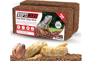 GRO-MED ReptiCare Compressed Coconut Chip Brick 1.1 lb, Pack of 2 Each Expands to 7 Quarts, Organic Coco Husk Bedding for Ball Pythons, Snakes, Tortoises, Crested Geckos, Frogs, or Lizard Terrarium Tanks