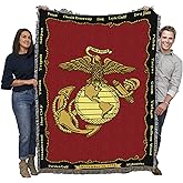 Pure Country Weavers US Marine Corps - Emblem Blanket - Gift Military Tapestry Throw Woven from Cotton - Made in The USA (72x54)