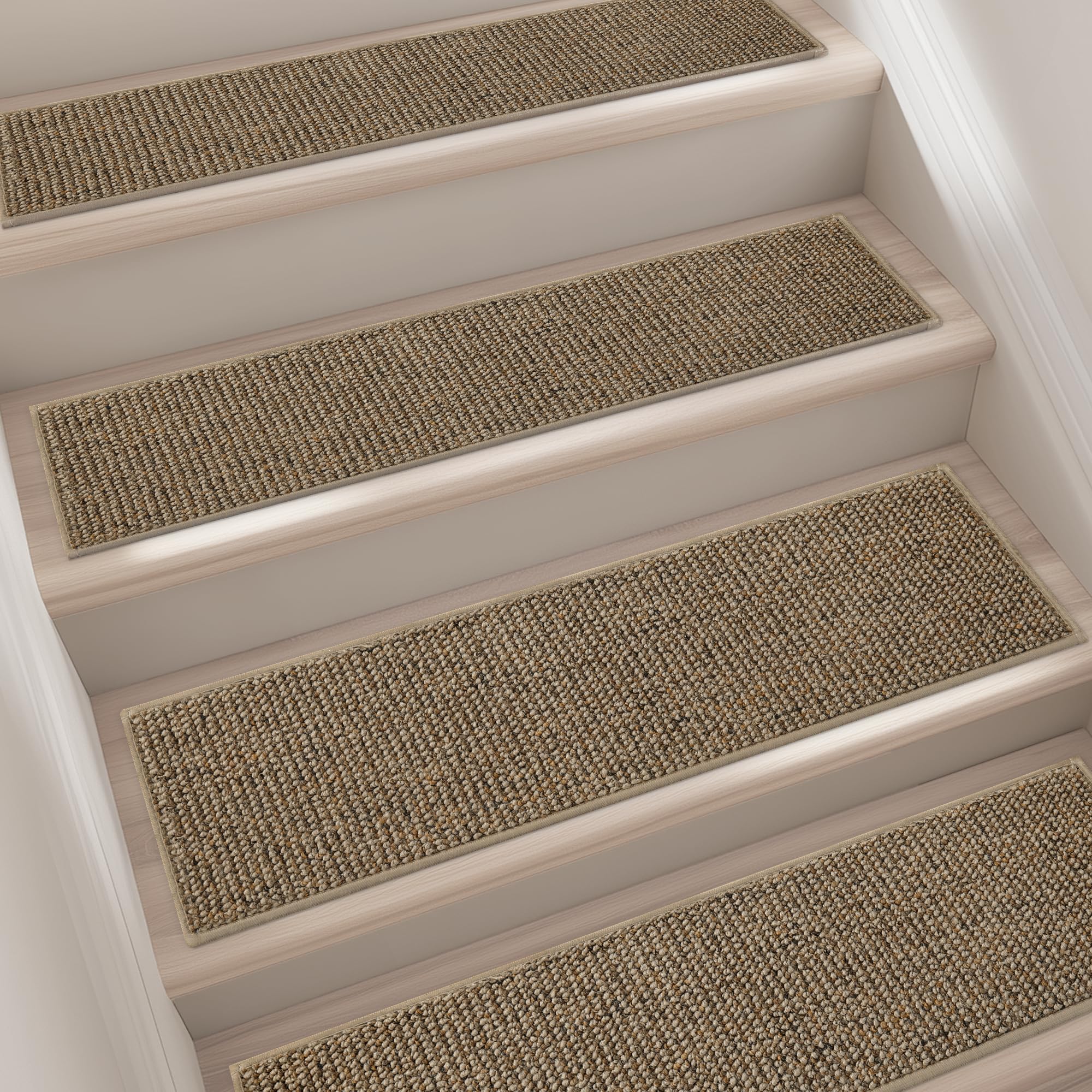 Photo 1 of BEQHAUSE Stair Treads for Wooden Steps 28inX9in, Carpet Stair Treads Non Slip Indoor, Machine Washable Stair Runners for Kids Elders and Pets, Carpet for Stair Rugs Mat, TPE Backing, 4pcs, Taupe