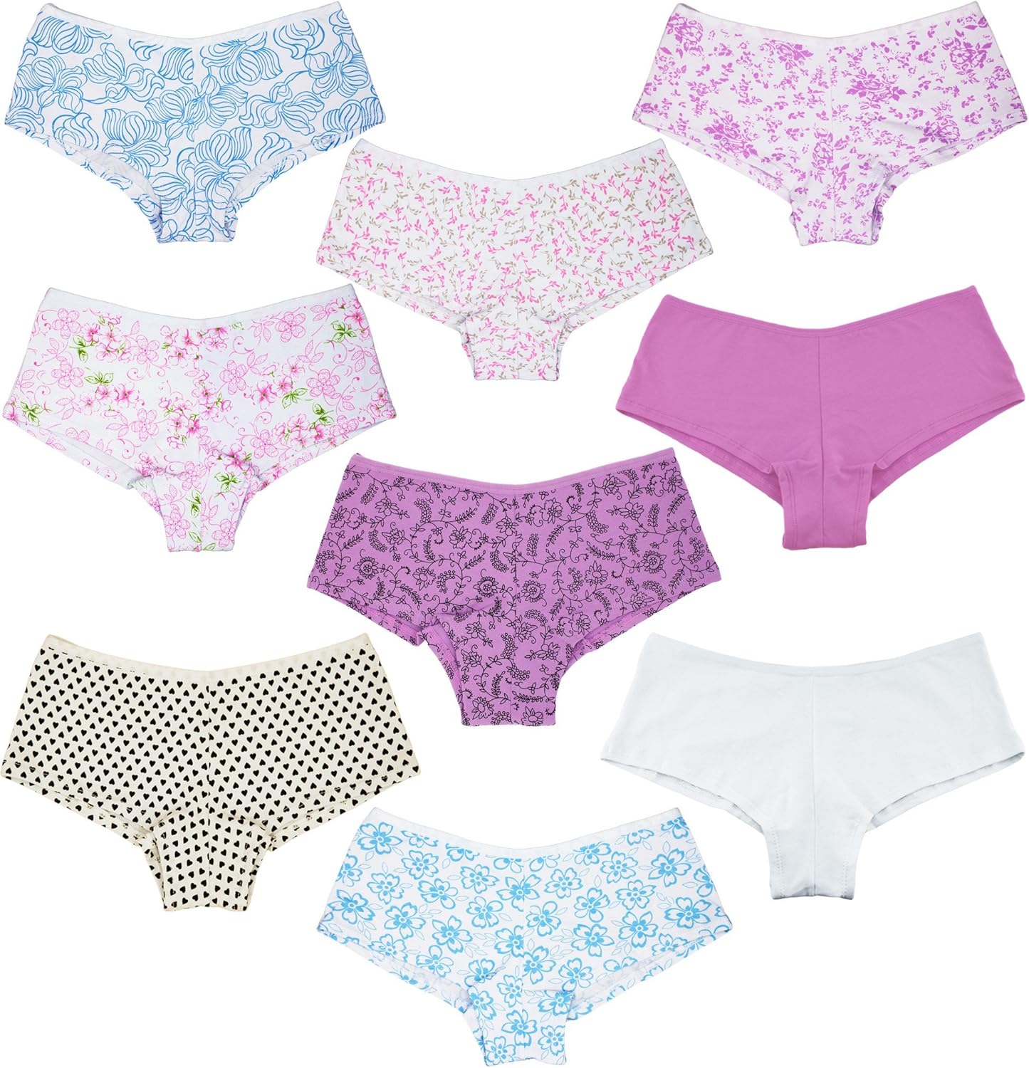 Capricia O'Dare 6 Pack Women's Hipster Boyshorts Panties Girls Cotton