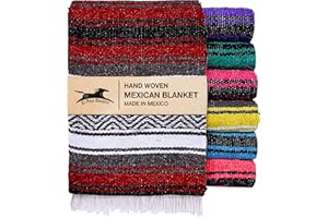 El Paso Designs Mexican Yoga Blanket | Colorful Falsa Serape | Park, Yoga, Picnic, Beach, Patio, Soft Woven Saddle Blanket, Boho Home Decor (Burgundy)