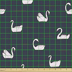 Ambesonne Swan Fabric by The Yard, Pinkish