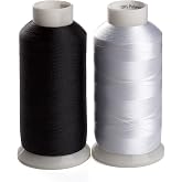 Simthread 2 Huge Spools Bobbin Thread 60WT Black and White 5500 Yards Each | Works Well as Bottom Threads on Most Sewing and Embroidery Machines