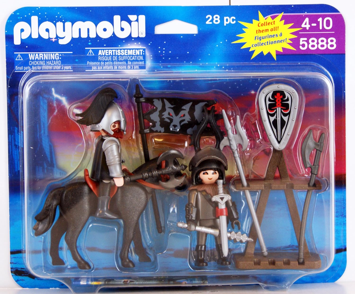 Playmobil Knights 2 Figures & Horse Pack 28 Piece Set 5888