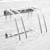 Relaxdays 2-Bike Stand Chromed Steel Floor Wall Mount Bike Rack Outdoor Silver view 3