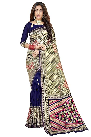 Women�s Banarasi Silk Saree (Bridal_Silk123_Navy)