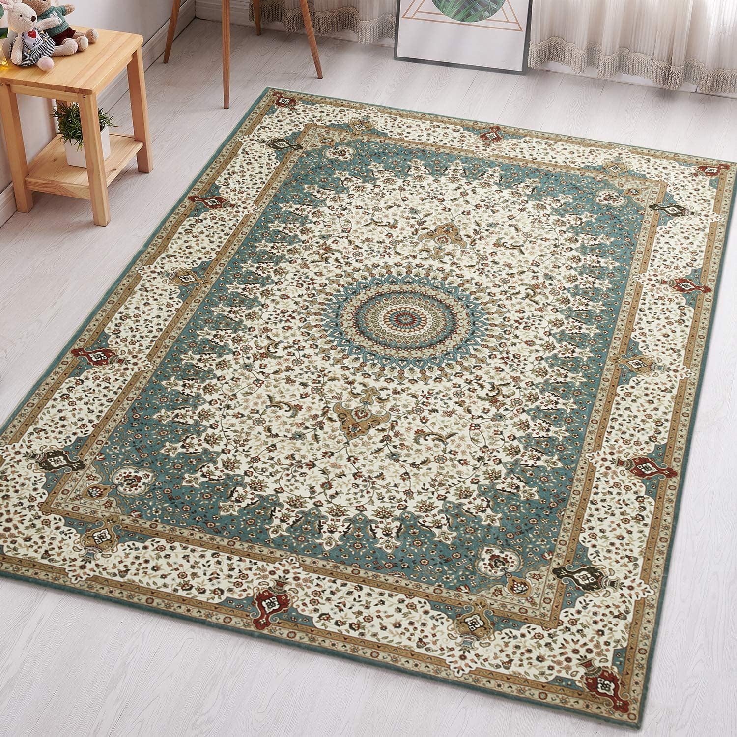 Aspire Homeware Rugs for Bedroom Living Room – Modern Traditional Area Rugs 60x110 cm Willow Cashmere Style Soft Short Pile Vintage Rug - Carpet for Dining Room Easy To Clean