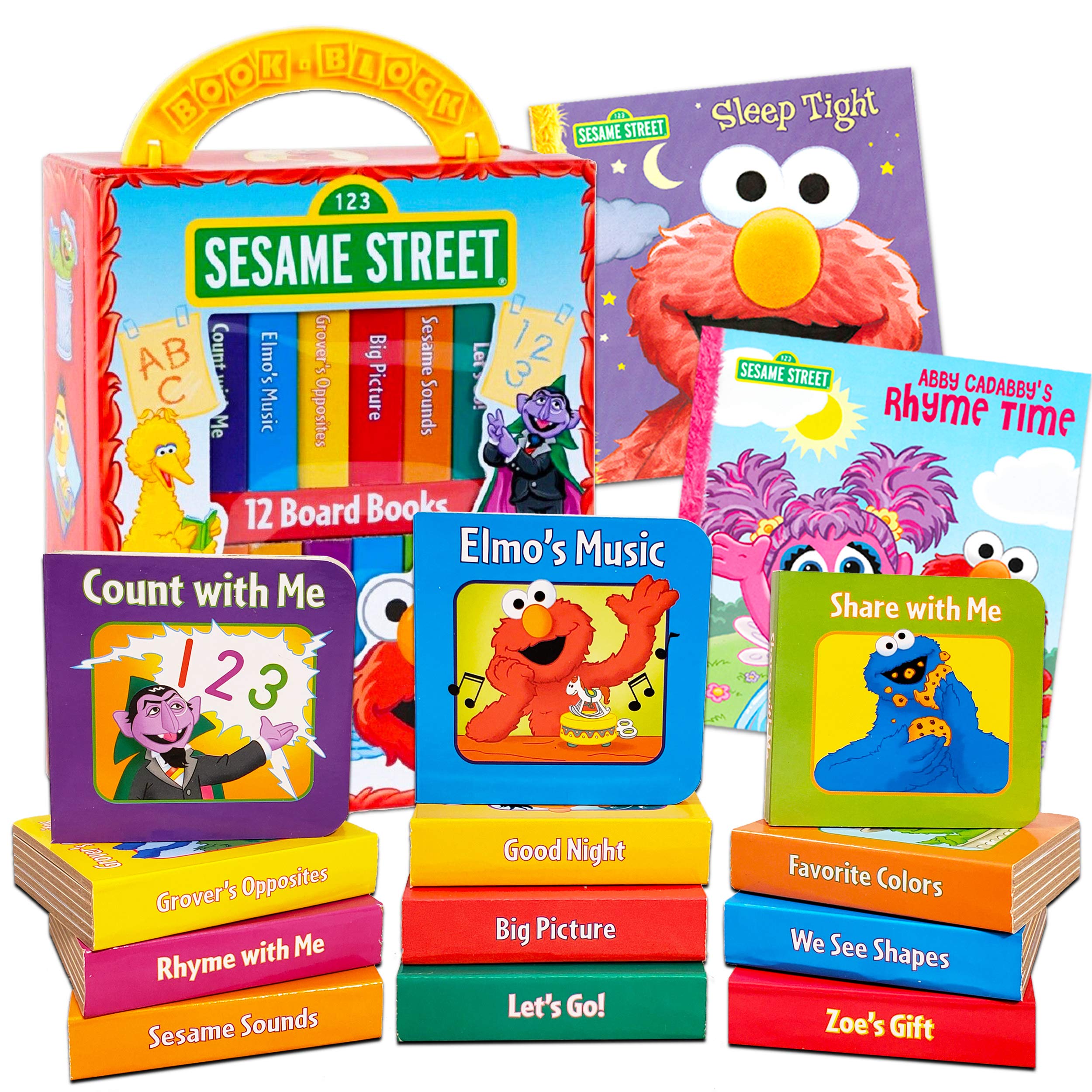 Photo 1 of Sesame Street Board Books Set Toddlers Babies Bundle ~ Pack of 12 Chunky My First Library Board Book Block with Stickers (Elmo Books for Infants)