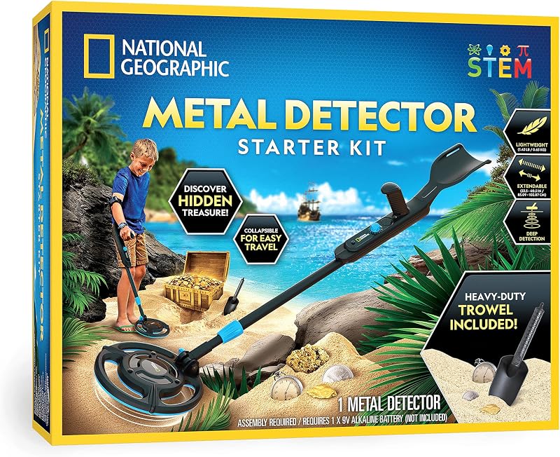 Blue Marble National Geographic Starter Metal Detector Kit for Kids with Trowel