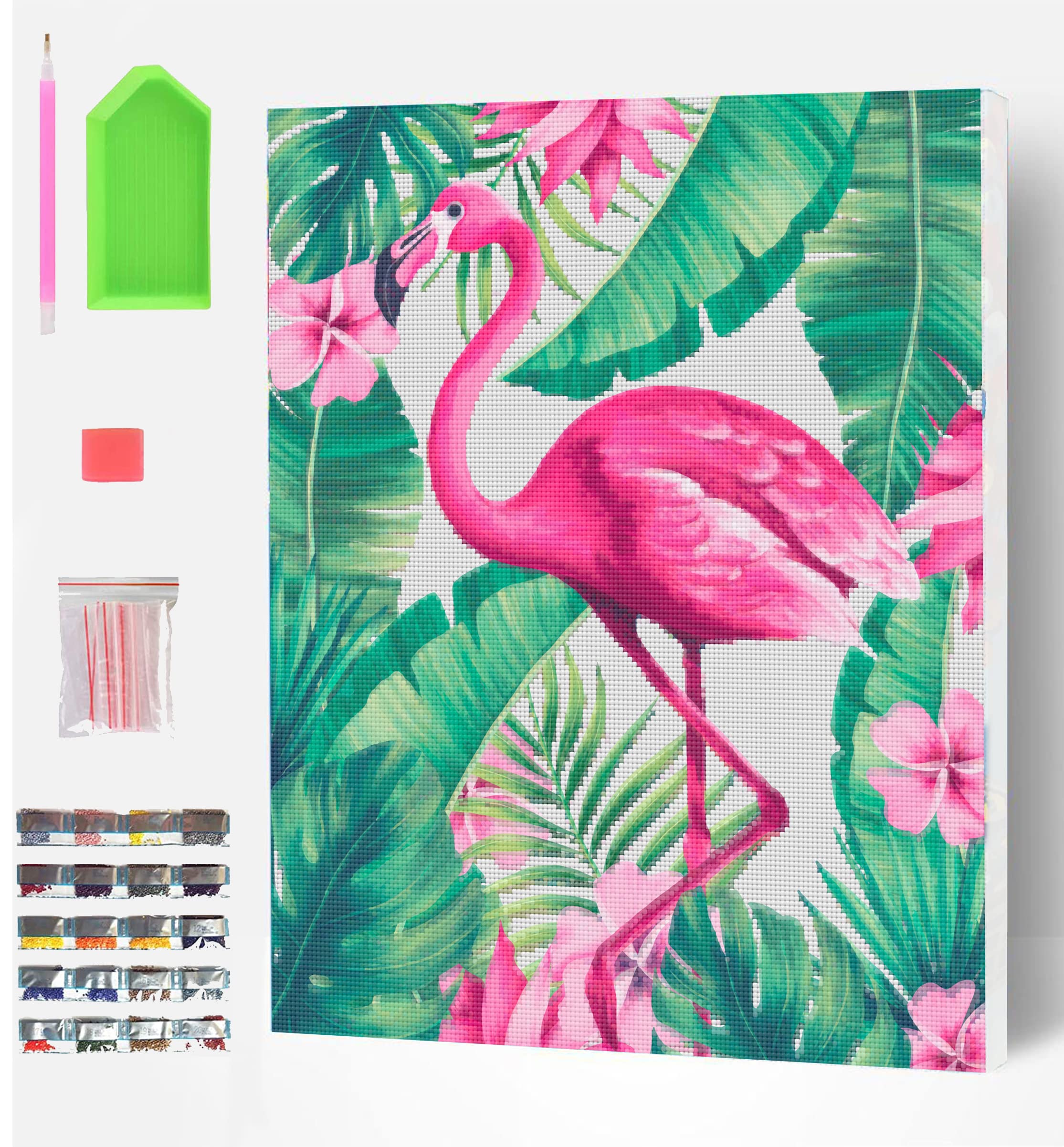 Splat Planet Flamingo Framed Diamond Painting Kit, Rhinestone, Framed Diamond Art, 5D Diamond Painting Kit, Home Wall Decoration,Arts and Crafts for Adults,Kids, 30x40cms