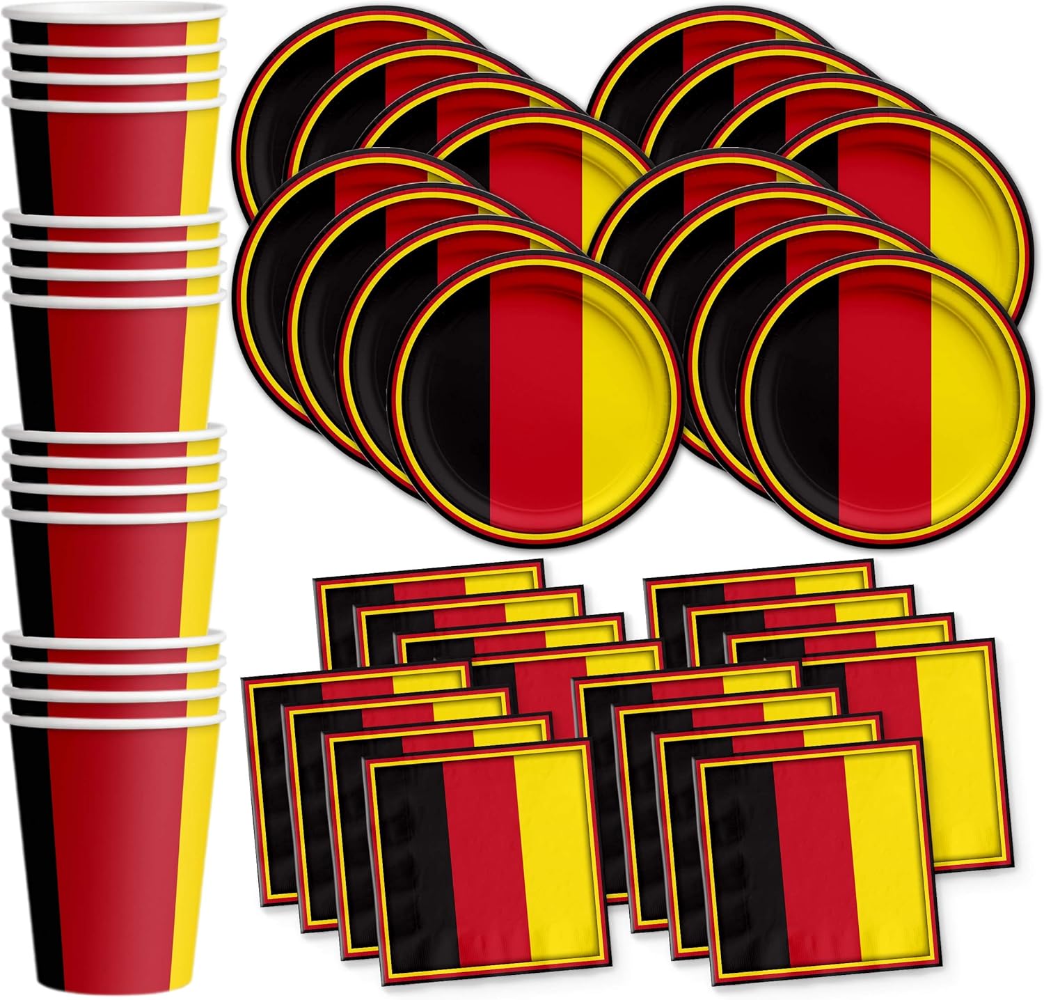 Germany German Flag Birthday Party Supplies Set Plates Napkins Cups Tableware Kit for 16