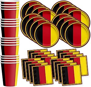Germany German Flag Birthday Party Supplies Set Plates Napkins Cups Tableware Kit for 16