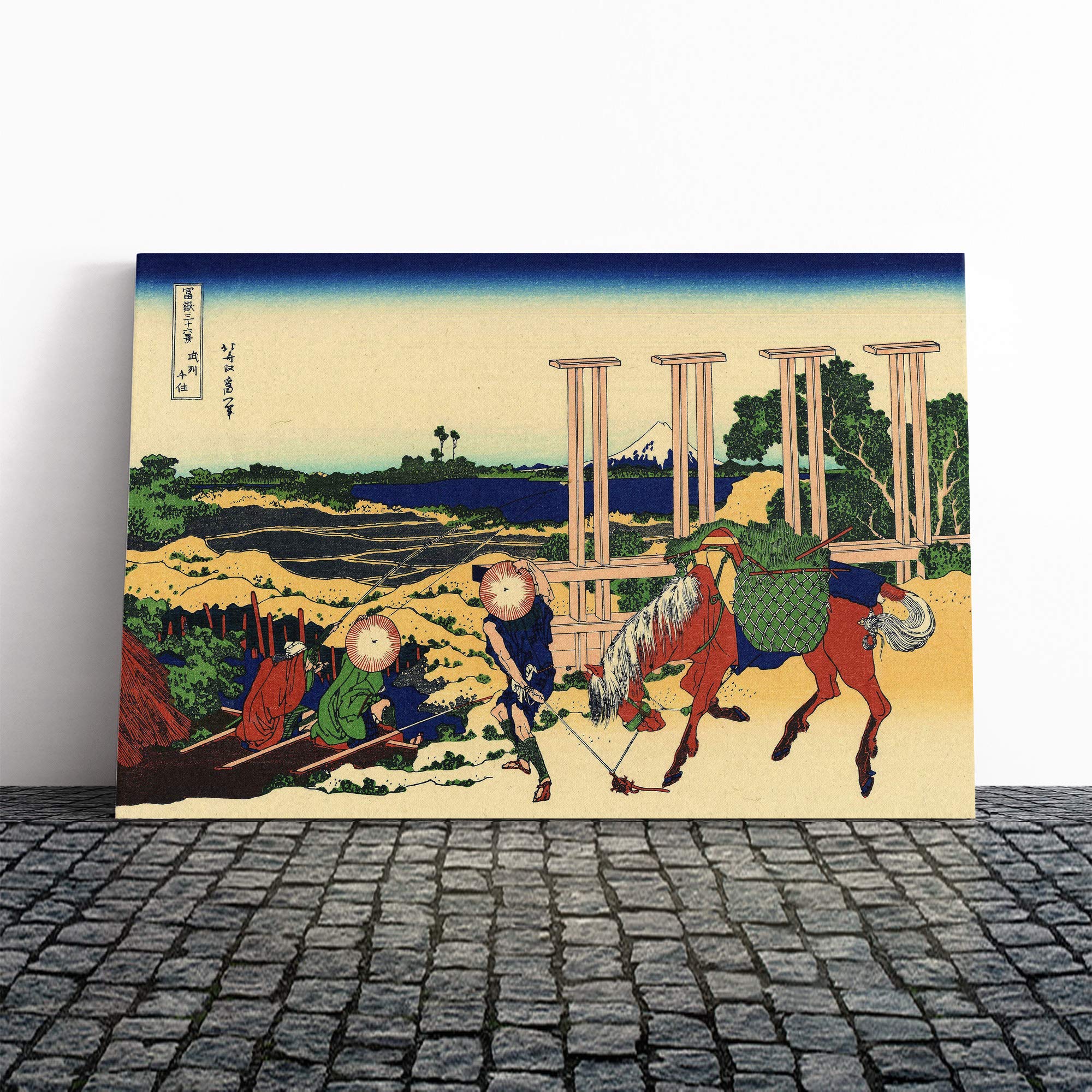 Hokusai Japanese Oriental Musachi Province Canvas Print | Gallery Wrapped 30mm Frame Wall Art | 20x14 inches | Ready to Hang | Asian Picture | Living Room Bedroom Lounge Office