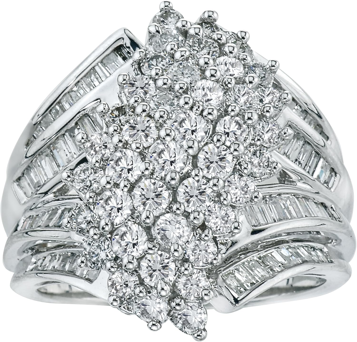 2.00 cttw Diamond Cluster Cocktail Ring in 14K White Gold Amazon.co.uk