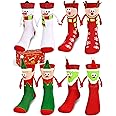 Itscolofy 4 Pairs Funny Christmas Socks, Magnetic Hand Holding Socks, Christmas Stocking Stuffers for Women Men Couples, White Elephant Exchange Gifts, Xmas Secret Santa Gag Gifts