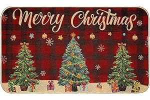Erweicet Christmas Door Mat Xmas Welcome Christmas Mat Non-Slip and Washable Winter Doormat Rubber Back Lattice Snowflakes Door Mat Rugs for Indoor Outdoor