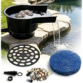 PurifyLogix Pond Waterfall Spillway Box Kits with 8 inch Wide Weir, Smooth Flow Durable Outdoor Water Feature for Garden Ponds/Streams/Fountains, Pond Filter Pad &amp; Ceramic Rings Included