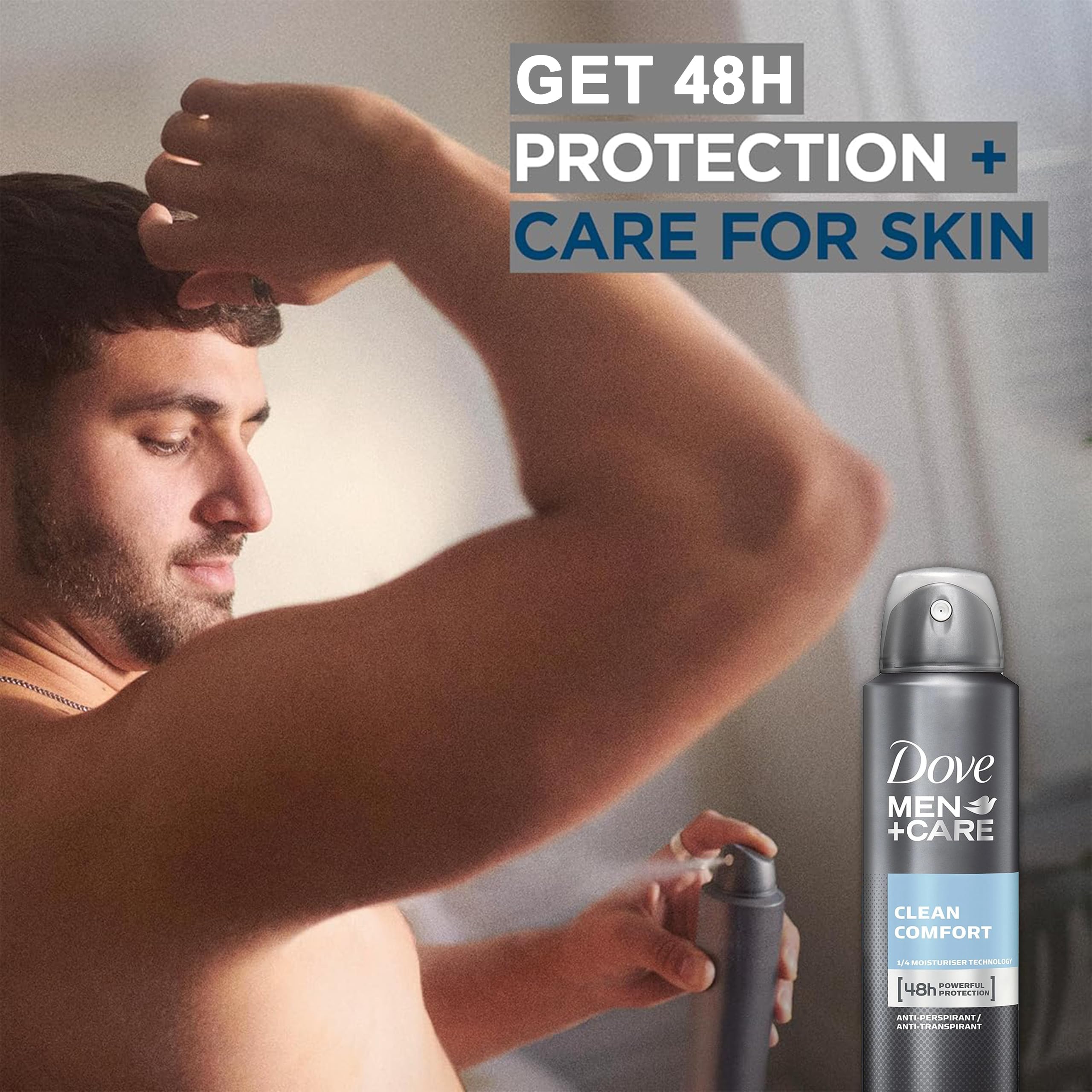 Dove Men + Care Antiperspirant Deodorant Spray, 6 Pack, 48H Protection, Long-Lasting Clean Comfort Scent, Soothes & Moisturises Skin, 5 oz. Each