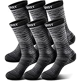 BULLIANT Compression Socks for Men 6Pairs, Athletic Crew Socks Cushioned For Men Sports Running-Arch Support