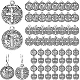 Tudomro 60 Pieces St Benedict Medal 0.94x0.79 Inch Christian Saint Pendant | Silver Metal Toned Saint Benedict Protection from Evil Charm Pendant for Women Men Jewelry Making Gifts