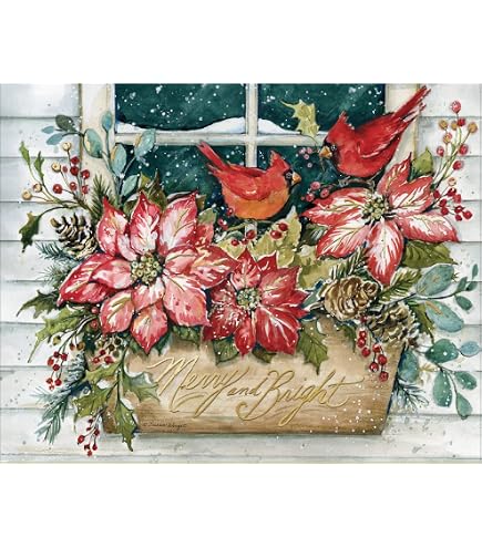 Lang Sing Lob Weihnachtskarten-Set – 18 Karten Mit 19 Umschlägen, Leinenprägung & Glitzer