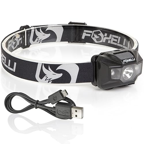 Foxelli USB Rechargeable Headlamp Flashlight